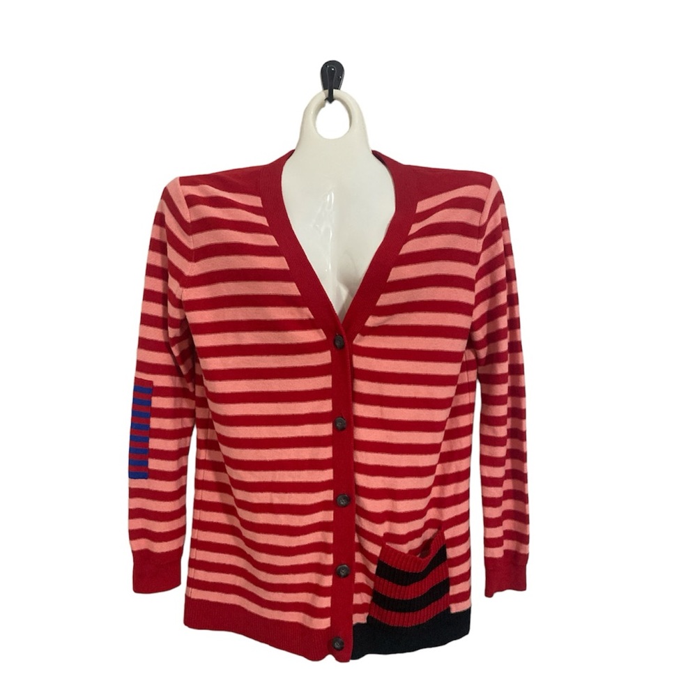 CAbi red and pink striped Picnic Cardigan Style# 5446